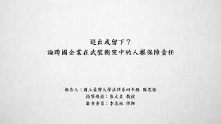 退出或留下？論跨國企業在武裝衝突中的人權保障責任 陳思諭
